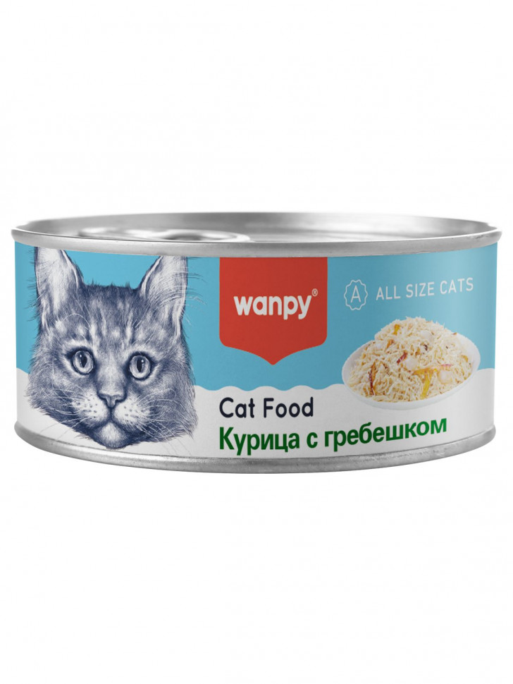 Wanpy Cat Консервы для кошек "Курица с гребешком" 95 г