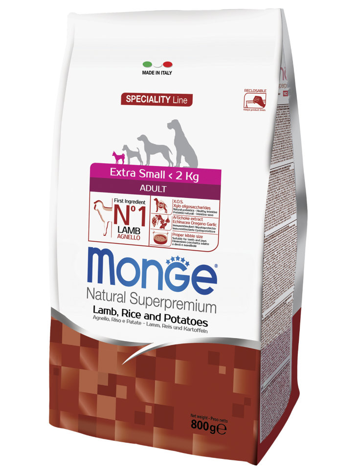 Monge Dog Speciality Extra Small корм для взрослых собак миниатюрных пород ягненок с рисом и картофелем
