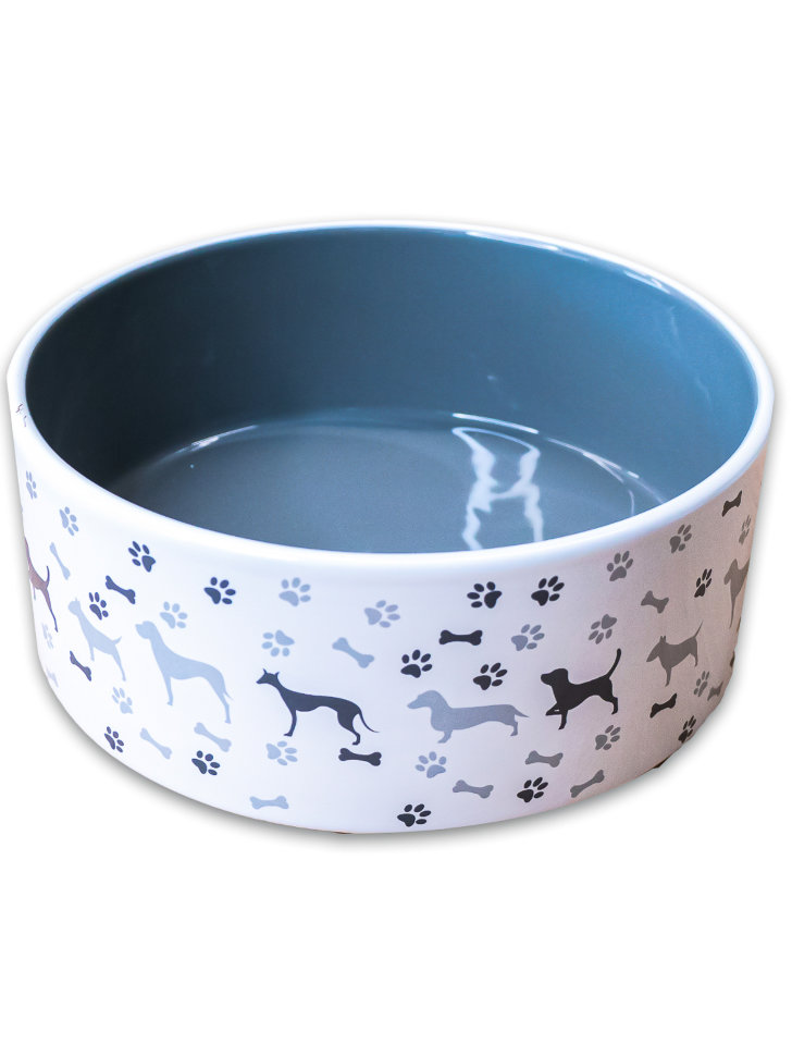 КерамикАрт миска для собак рисунком 1300мл, серая