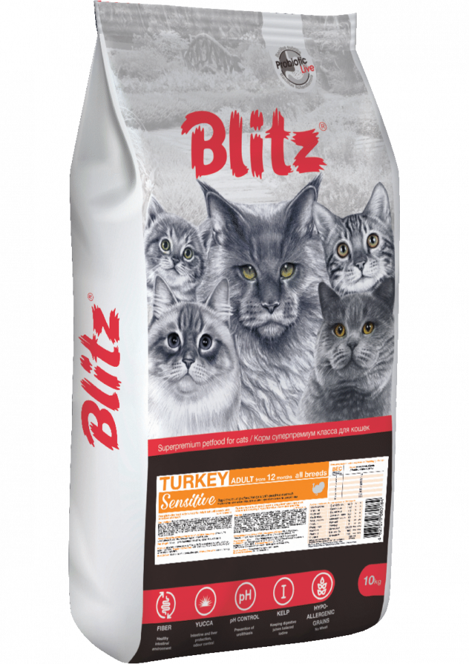 Blitz Adult Корм с индейкой для взрослых кошек