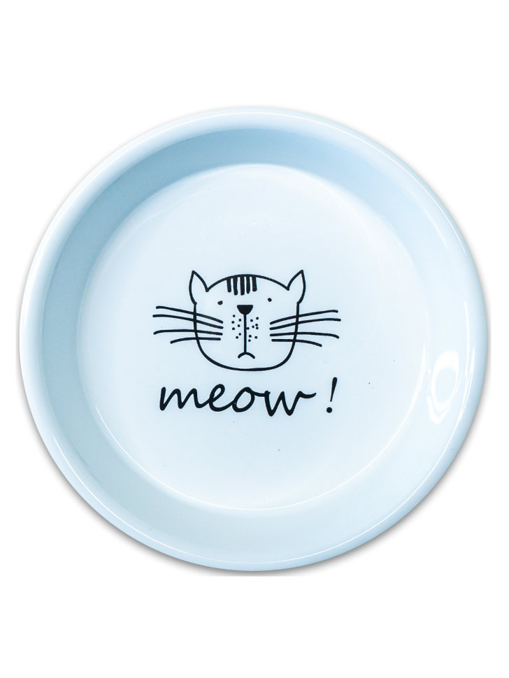 Миска Mr.Kranch керамическая для кошек MEOW! 200 мл белая