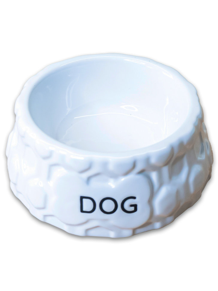 КерамикАрт миска керамическая для собак 200 мл, DOG белая