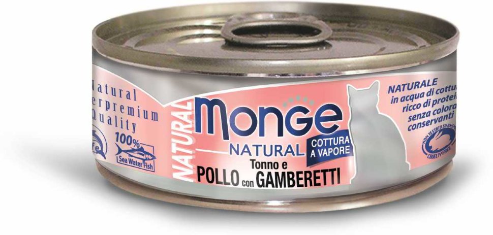 Monge Cat Natural консервы для кошек тунец с курицей и креветками 80 г