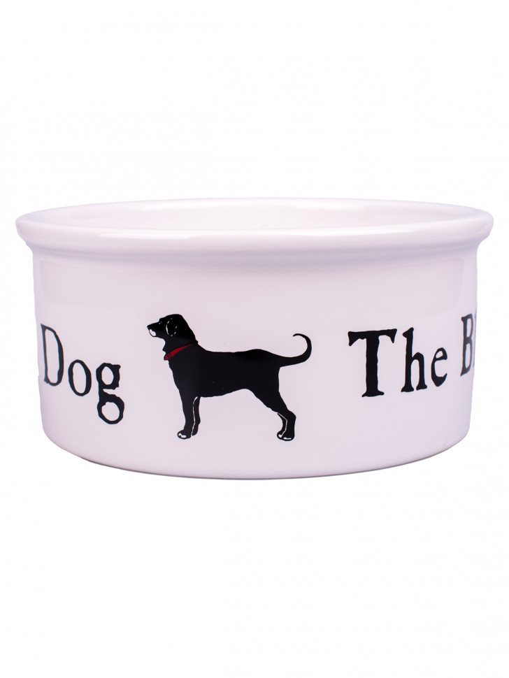 КерамикАрт миска керамическая для собак 600 мл, BLACK DOG белая