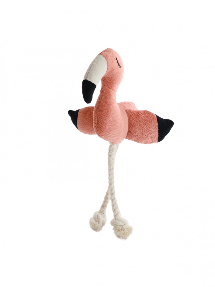 Игрушка Mr.Kranch для собак мелких и средних пород Фламинго с канатом и пищалкой 24х13,5х6см