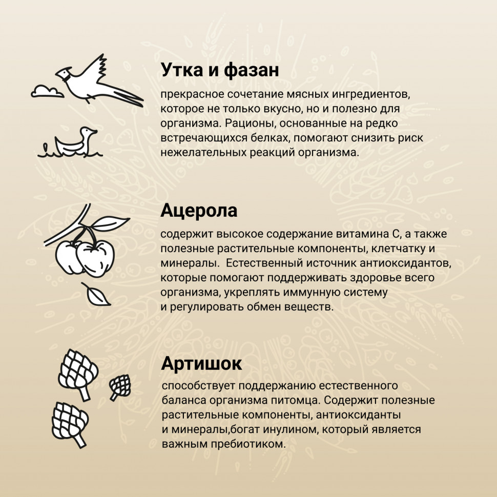 CRAFTIA NATURA для взрослых собак миниатюрных и мелких пород из утки с фазаном 