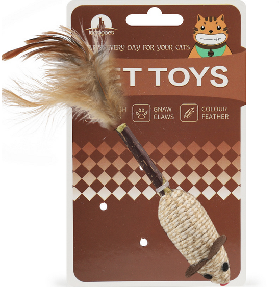 Pet Toys Мышь с пером и палочкой мататаби