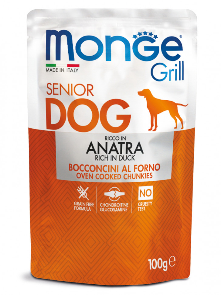 Monge Dog Grill SENIOR Pouch паучи для пожилых собак утка 100г