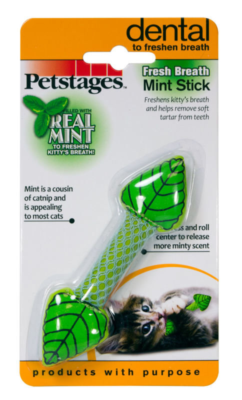 Petstages игрушка для кошек Мятный листик, уход за зубами