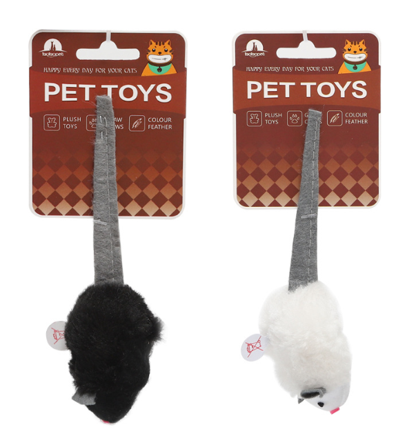 Pet Toys Мышь черная/белая со звуковым чипом 7х9см