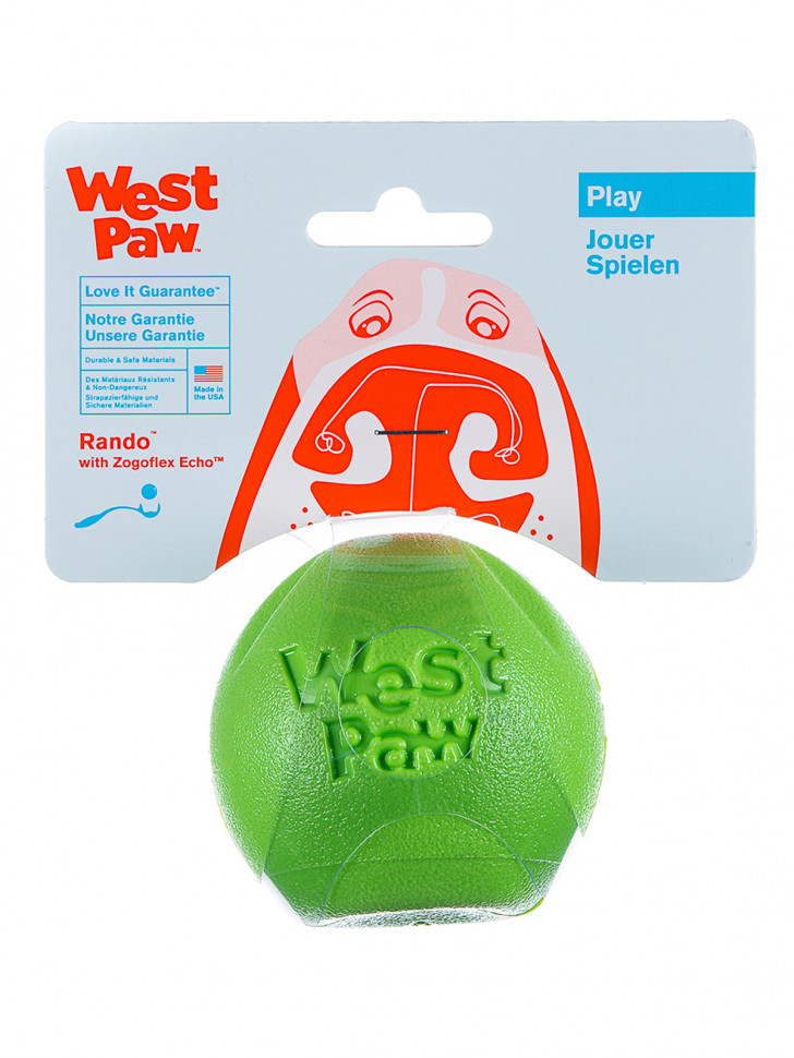 West Paw Zogoflex игрушка для собак мячик Rando 6 см салатовый