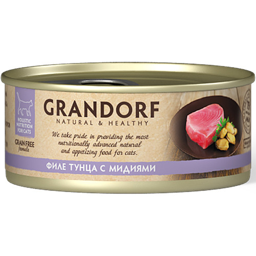 Grandorf Филе тунца с мидиями в собственном соку для кошек 70 гр