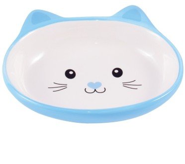 КерамикАрт миска керамическая для кошек 160 мл Мордочка кошки голубая