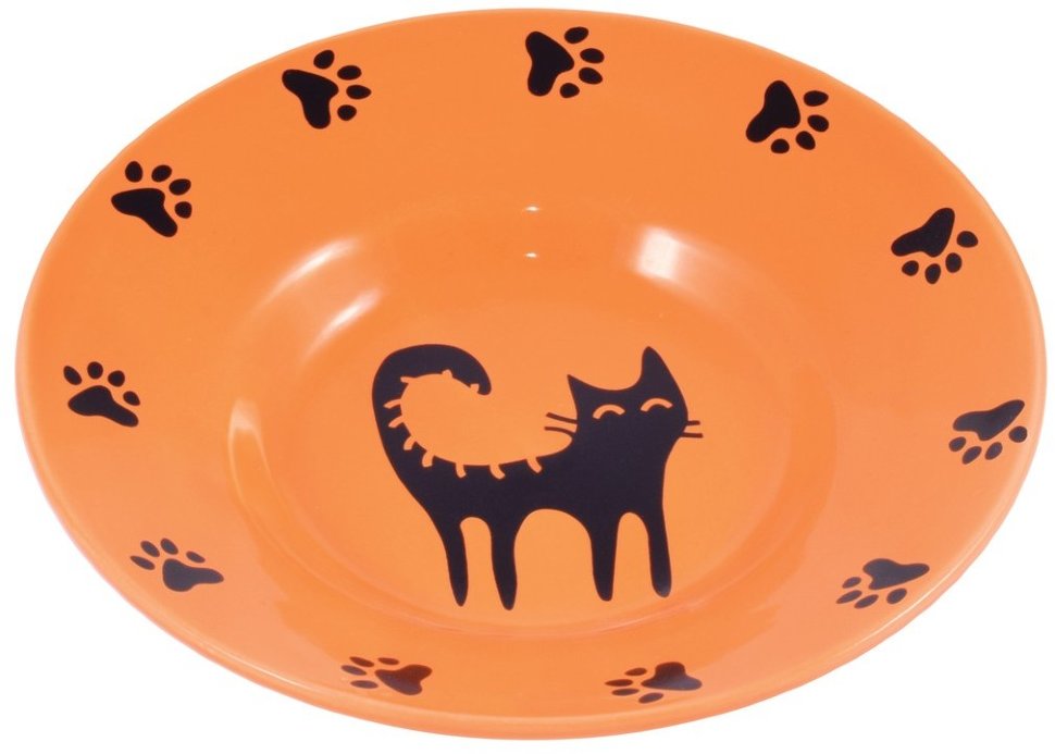 Миска Mr.Kranch керамическая блюдце для кошек 140 мл оранжевая