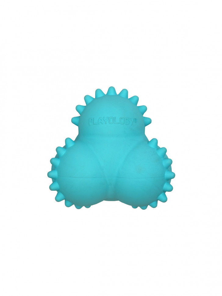 Playology дентальный жевательный тройной мяч SQUEAKY BOUNCE BALL для щенков 4-8 месяцев с ароматом арахиса, цвет голубой