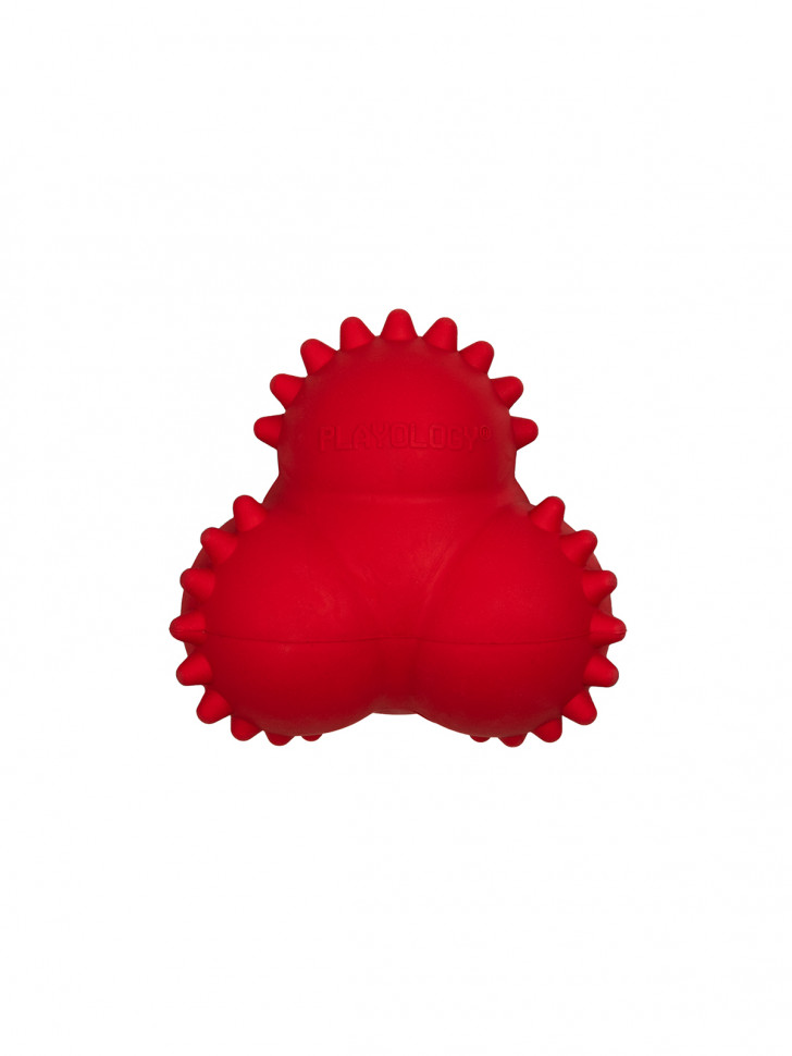 Playology дентальный жевательный тройной мяч SQUEAKY BOUNCE BALL для щенков 4-8 месяцев с ароматом говядины, цвет красный