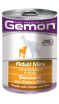 Gemon Dog Mini консервы для собак мелких пород кусочки курицы с рисом 415 г