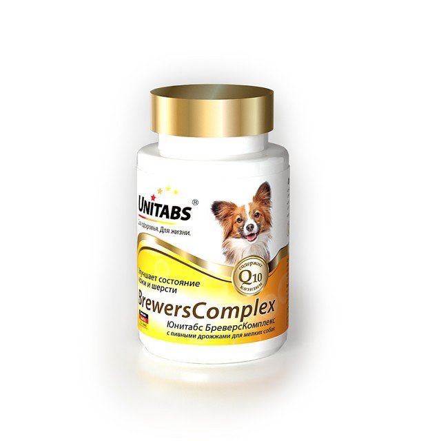 Unitabs Витамины BreversComplex с Q10 для собак мелких пород 100таб 