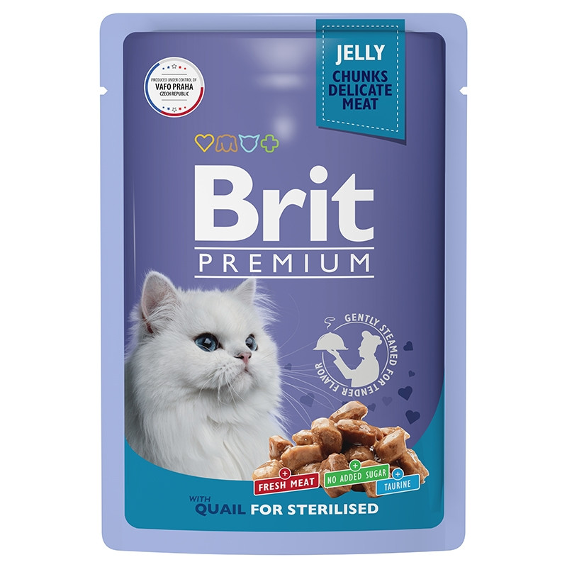 Brit Premium Jelly Кусочки с перепелкой в желе для стерилизованных кошек 85 гр