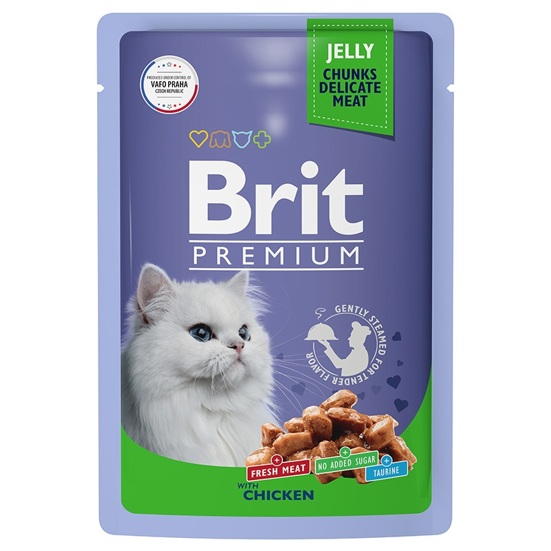 Brit Premium Jelly Кусочки с цыпленком в желе для кошек 85 гр