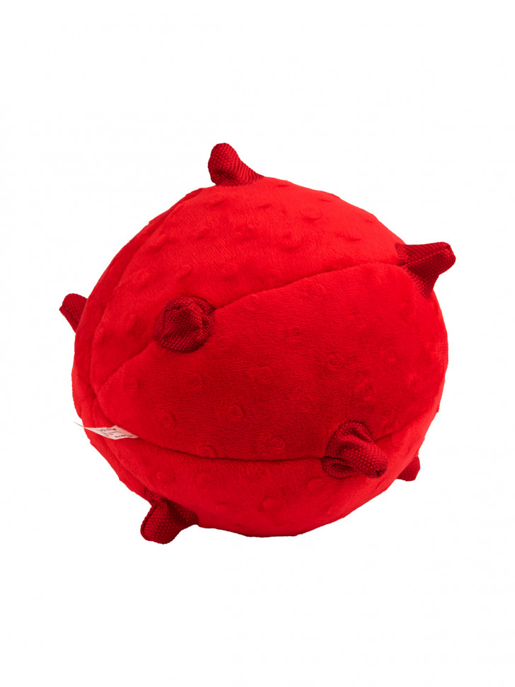 Сенсорный плюшевый мяч Playology PUPPY SENSORY BALL 15 см для щенков средних и крупных пород 8-16 недель с ароматом говядины, цвет красный