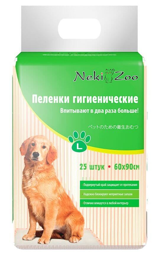 Пеленки гигиенические для домашних животных "NekiZoo",размер L 60х90 26 шт