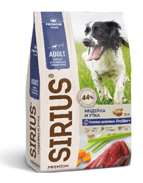 Sirius Корм с индейкой, уткой и овощами для собак всех пород