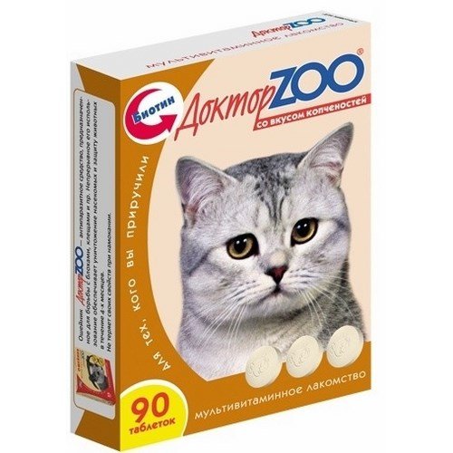 Доктор ZOO Витамины для кошек Копчености 90таб