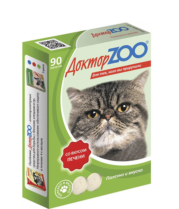 Доктор ZOO Витамины для кошек Печень 90таб