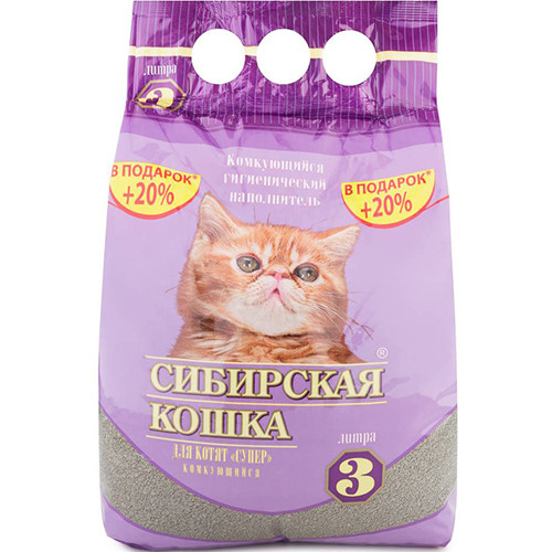Сибирская Кошка Супер Комкующийся наполнитель для котят 3 л