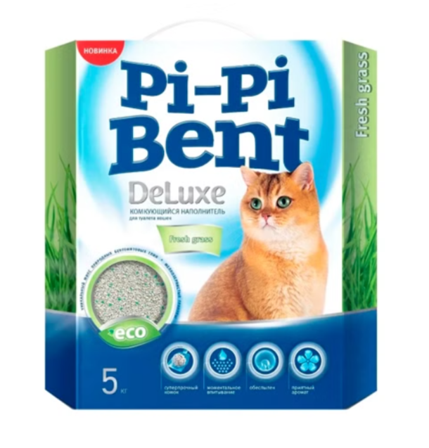 Pi-Pi Bent DeLuxe Наполнитель Комкующийся аромат травы для кошек 12 л