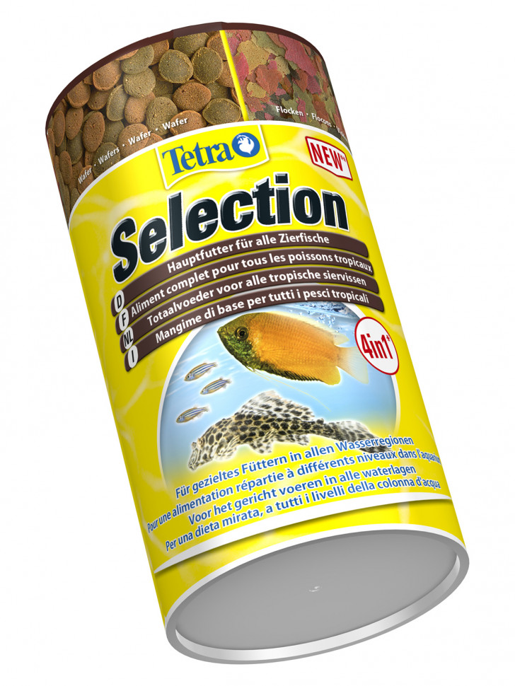 TetraSelection корм для всех видов рыб "4 вида" хлопья/чипсы/гранулы