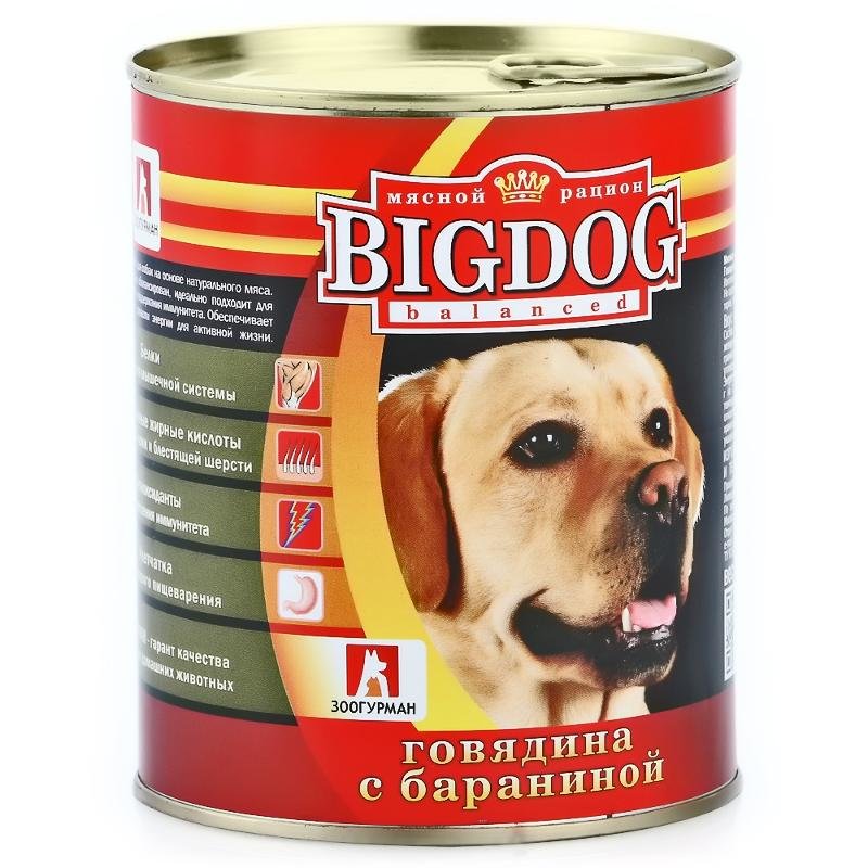 Зоогурман консервы для собак "BIG DOG" говядина с бараниной 850 гр