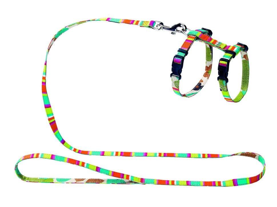 Hunter Smart шлейка с поводком для кошек и собак Stripes нейлон разноцветная