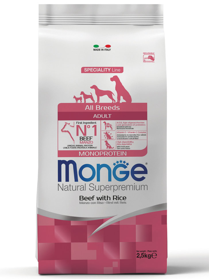 Monge Dog All Breeds Beef and Rice корм для собак всех пород говядина с рисом